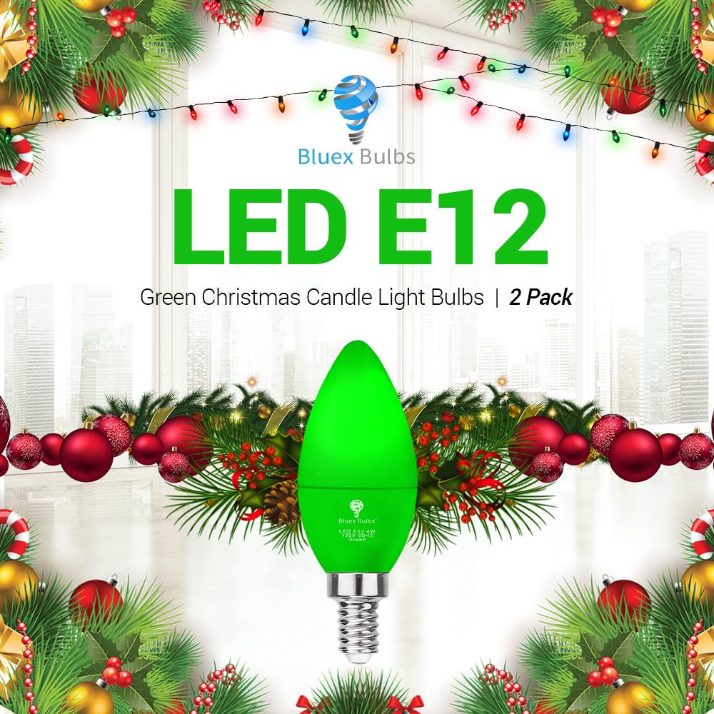 2 Pack BlueX LED Green Light Bulb - 4W (40Watt Equivalent) - E12